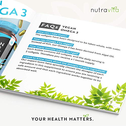 Nutravita Vegan Omega-3 Algal Oil (600mg DHA, 300mg EPA) - 60 Softgels