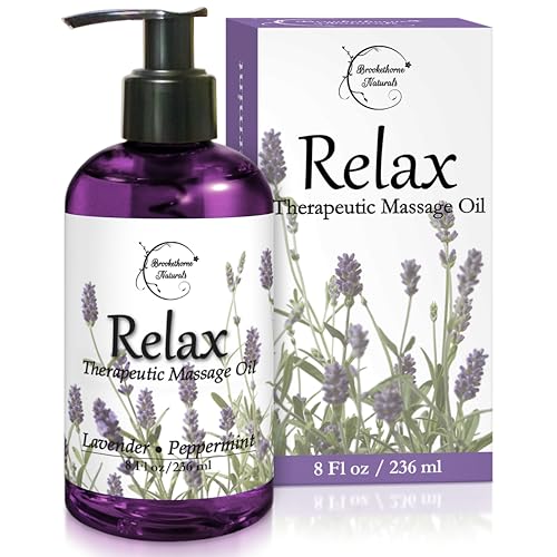 Brookethorne Naturals Relax Therapeutic Body Massage Oil 8oz - Sore Muscle Relief