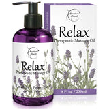 Brookethorne Naturals Relax Therapeutic Body Massage Oil 8oz - Sore Muscle Relief