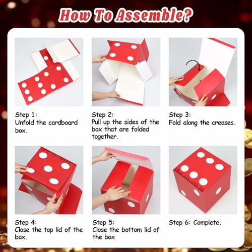 Casino Balloon Arch Kit with Red Black & Gold Balloons, Dice Boxes, Poker Cards - Casino Night Party Decor