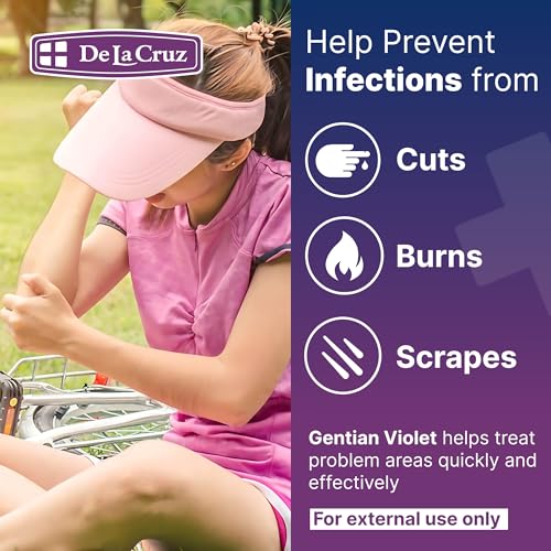 De La Cruz 1% Gentian Violet First Aid Antiseptic Liquid - 1 FL OZ (Pack of 18)