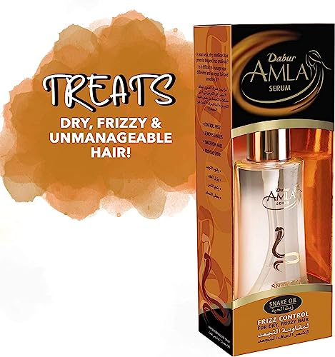 Dabur Amla Snake Oil Frizz Control Serum 50ml - Heat Protection for Dry, Frizzy Hair