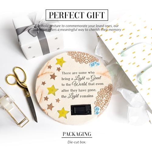 10" Solar Powered Memorial Garden Stone - 'Light Remains' Tribute