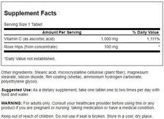 Swanson Vitamin C 1000mg,with Rose Hips, Immune Health, Support Skin Cardiovascular Health with Antioxidant Supplement,250 Tablets