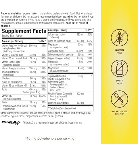 Nature's Way Alive Women's 50+ Complete Multivitamin, Supports Healthy Heart, Brain, Bones*, Superfood Antioxidants**, B-Vitamins, Gluten-Free, 50 Tablets (Packaging May Vary)