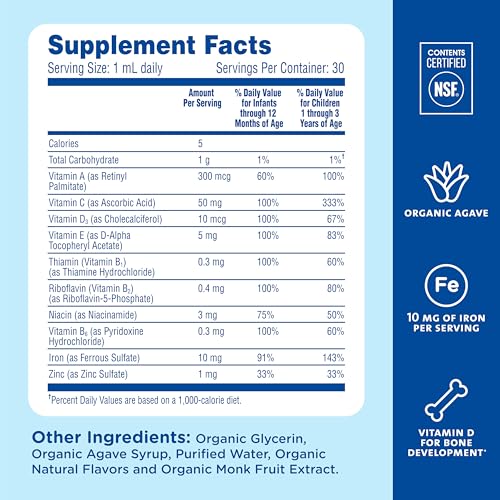 Mommy's Bliss Baby Multivitamin + Iron - Immune Support & Healthy Growth for Infants 2+ Months - 30 ml