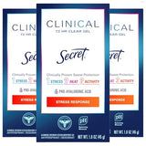 Secret Clinical Strength Women's Antiperspirant Deodorant - Stress Response, Clear Gel (3-Pack)