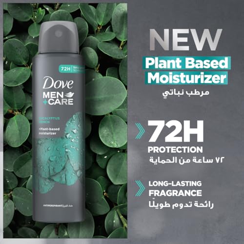 Dove Men+ Care Antiperspirant Deodorant Spray - Eucalyptus & Birch - 72H Protection - Plant-Based Moisturizer - 150ml x 2