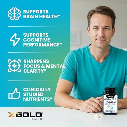 Alpha GPC Choline 600mg + Uridine Monophosphate 300mg-2-in-1 Nootropic Supplement Helps Boost Focus, Energy & Cognitive Performance -Potent Mood Enhancer & Brain Focus Supplements -120 Veggie Capsules