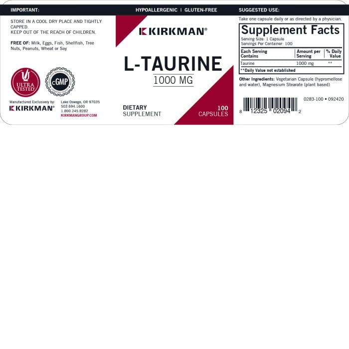 Kirkman L-Taurine 1000 mg Hypoallergenic - Premium Amino Acid Support