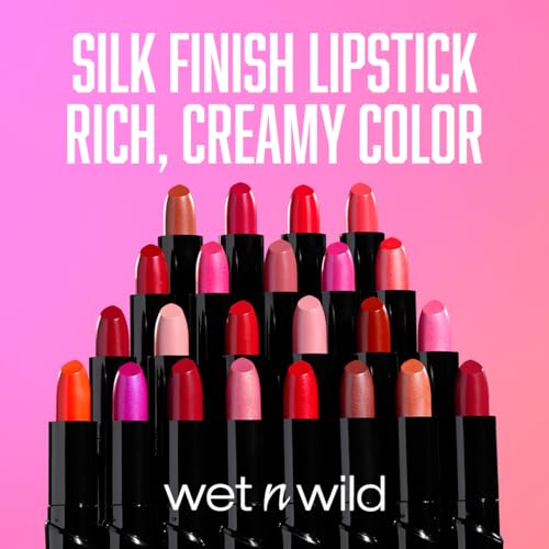 wet n wild Silk Finish Lipstick - Hydrating Rich Buildable Lip Color, Dark Pink Frost, Cruelty-Free & Vegan