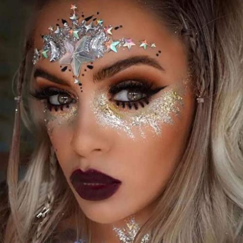 KASTWAVE Crystal Star Face Glitter Stickers - Festival Mermaid Body Jewels for Rave Parties