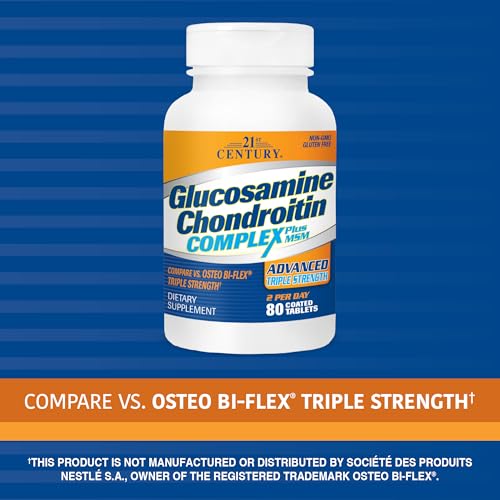 21st Century Glucosamine Chondroitin Complex Plus MSM 80 Tablets - Triple Strength Joint Support