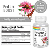 Solaray Vitamin C, Echinacea & Rose Hips - Immune Support (120 Caps)