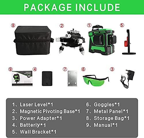 Professional 12-Line Green Light Self-Leveling Cross Marking Laser Level