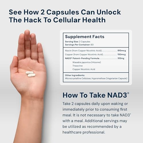 HPN Supplements NAD3 NAD+ Booster - 311mg, 120 Capsules (2 Month Supply)