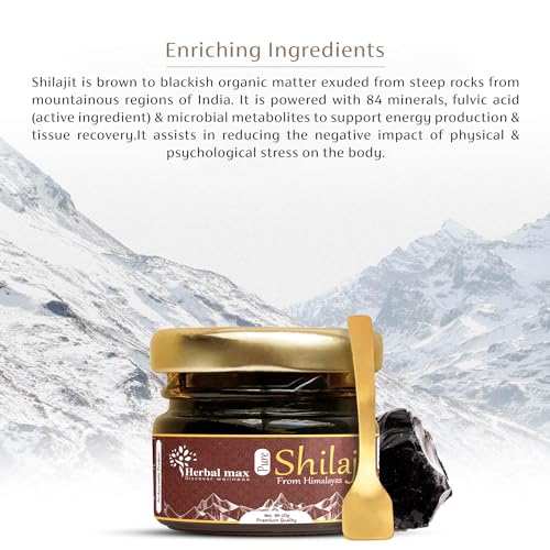 Herbal Max Himalayan Shilajit Resin - Pure Performance Booster for Stamina & Endurance, 20g Pack of 2