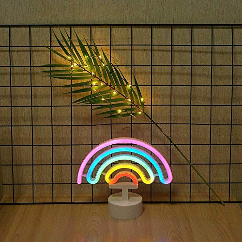 Neon Rainbow LED Wall Light - Battery Operated Marquee Sign for Bedroom & Party Decor