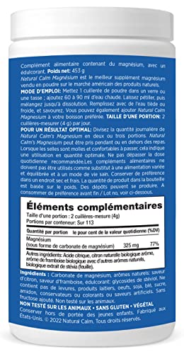 Natural Vitality Natural Calm RLS Restless Legs Supplement – Raspberry Lemon, 453g