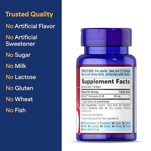 Puritan's Pride CoQ10 50mg Softgels - 100 Count for Heart & Energy