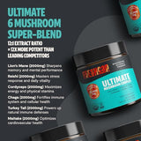 Thrive 6 Ultimate Mushroom Complex - Pure Extract Powder - USDA Organic - Lions Mane, Reishi, Cordyceps, Chaga, Turkey Tail, Maitake