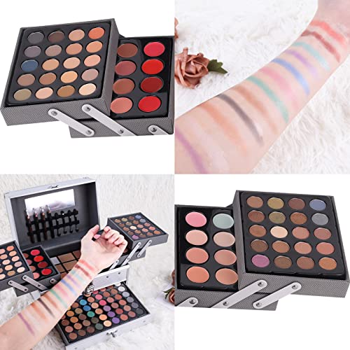 UNIFULL 132 Color All-In-One Makeup Kit for Women - Professional Makeup Set with Eyeshadow, Lipstick, Concealer, Lip Gloss, Eyeliner & Mascara (006N2-Silver)