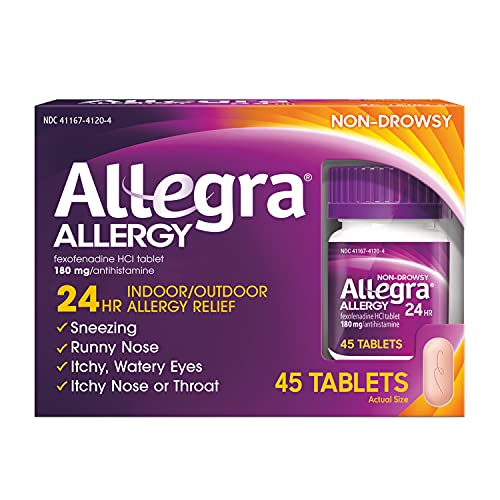Allegra Adult 24 Hour Allergy Relief Tablets - 45 Count Fast-Acting Antihistamine