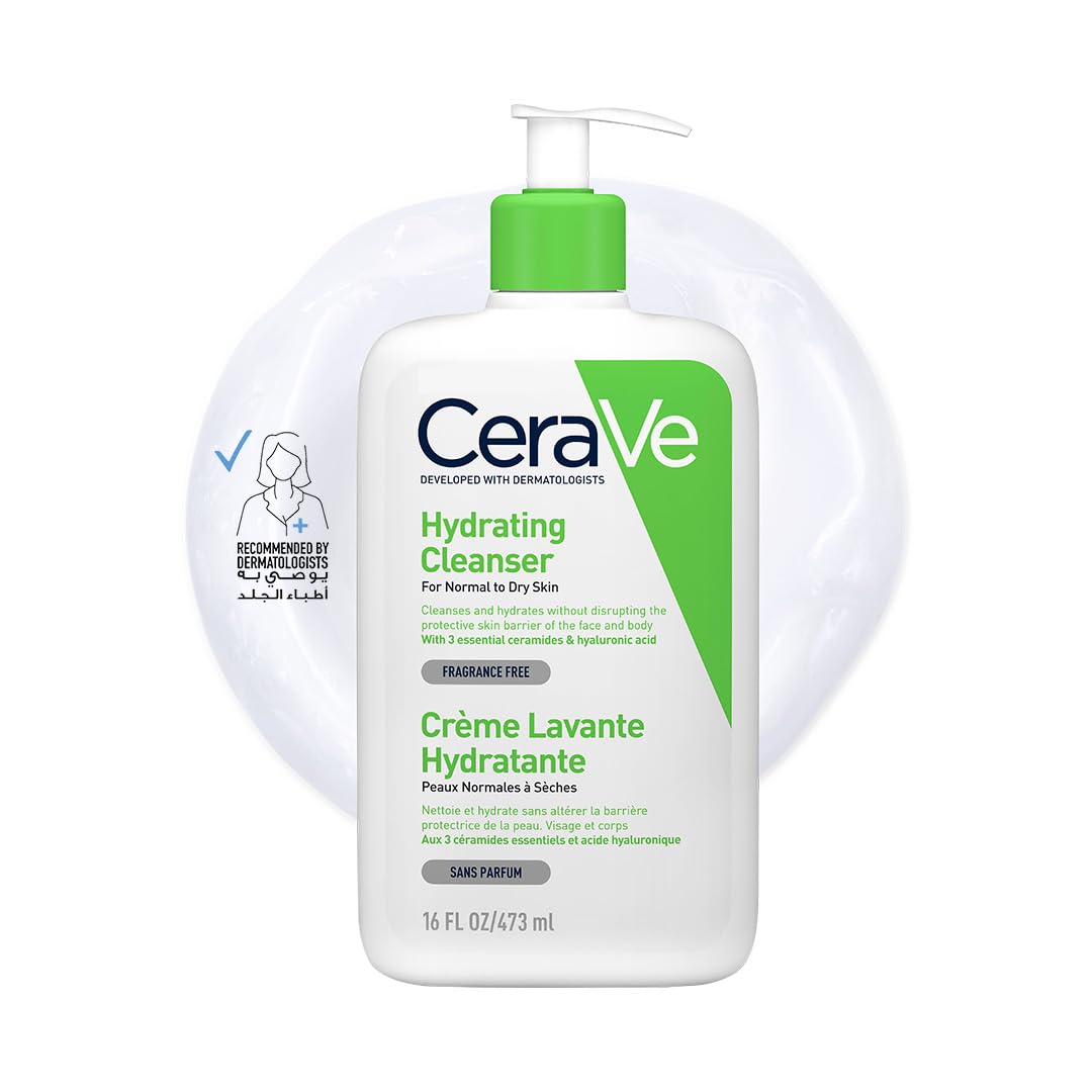 CeraVe Hydrating Cleanser for Normal to Dry Skin 473ml, Hyaluronic Acid, Fragrance Free