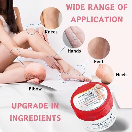 40% Urea Cream for Dry Foot & Cracked Heels - Moisturizing Repair with Hyaluronic Acid & Salicylic Acid