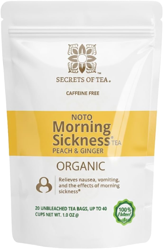 Secrets of Tea Organic Pregnancy Tea - Peach & Ginger, Caffeine-Free, 20 Count (40 Servings)
