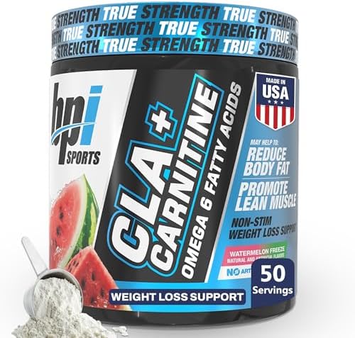 BPI Sports CLA+Carnitine–Conjugated Linoleic Acid–Weight Loss Formula –Metabolism, Performance, Lean Muscle–Caffeine Free–For Men & Women–Watermelon Freeze–50 servings – 12.34 oz.(Packaging May Vary)