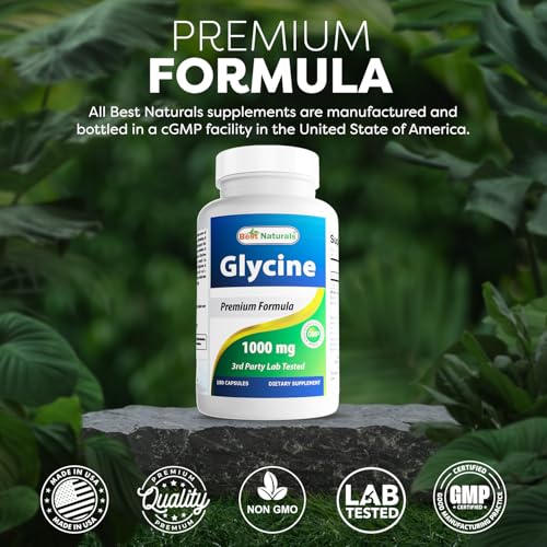 Best Naturals Glycine Supplement 1000mg, 180 Capsules