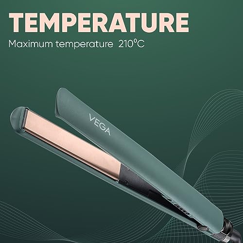 Vega Salon Smooth Ceramic Hair Straightener - Green, Travel-Friendly for Women