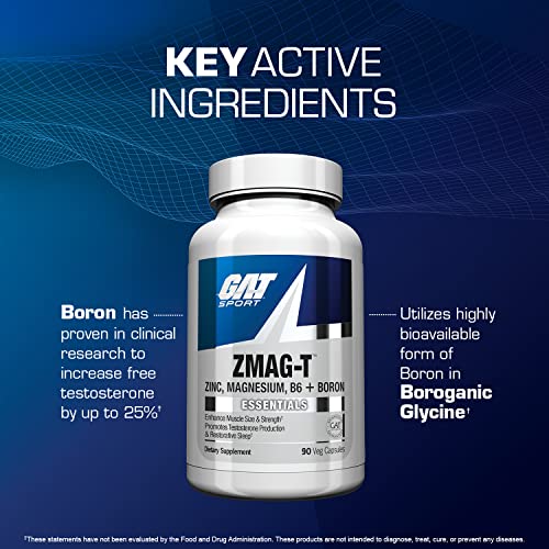 GAT Sport ZMAG-T Zinc Magnesium Aspartate & B6, 90 Veg Capsules