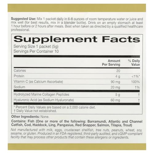 California Gold Nutrition CollagenUP® Marine Collagen Peptides w/ HA & Vitamin C (10 Servings)