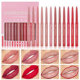 12 Colors Matte Lip Liner Lipstick Set One Step Lips Makeup Kit Velvet Nude Collection