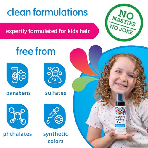 SoCozy Kids Sensitive Styling Foam - Gentle Natural Hold Styler for Straight or Curly Hair