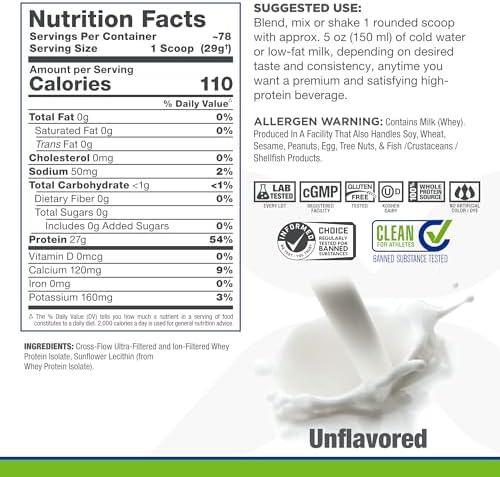 ALLMAX, ISONatural™, Pure Whey Protein Isolate, Unflavored, 5 lbs (2.27 kg)