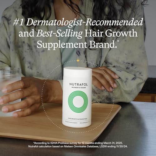 Nutrafol Women's Vegan Hair Growth Supplements – Plant-Based Formula for Ages 18-44, Clinically Tested for Thicker, Stronger Hair, Dermatologist Recommended – 2 Month Supply (2 Refill Pouches)