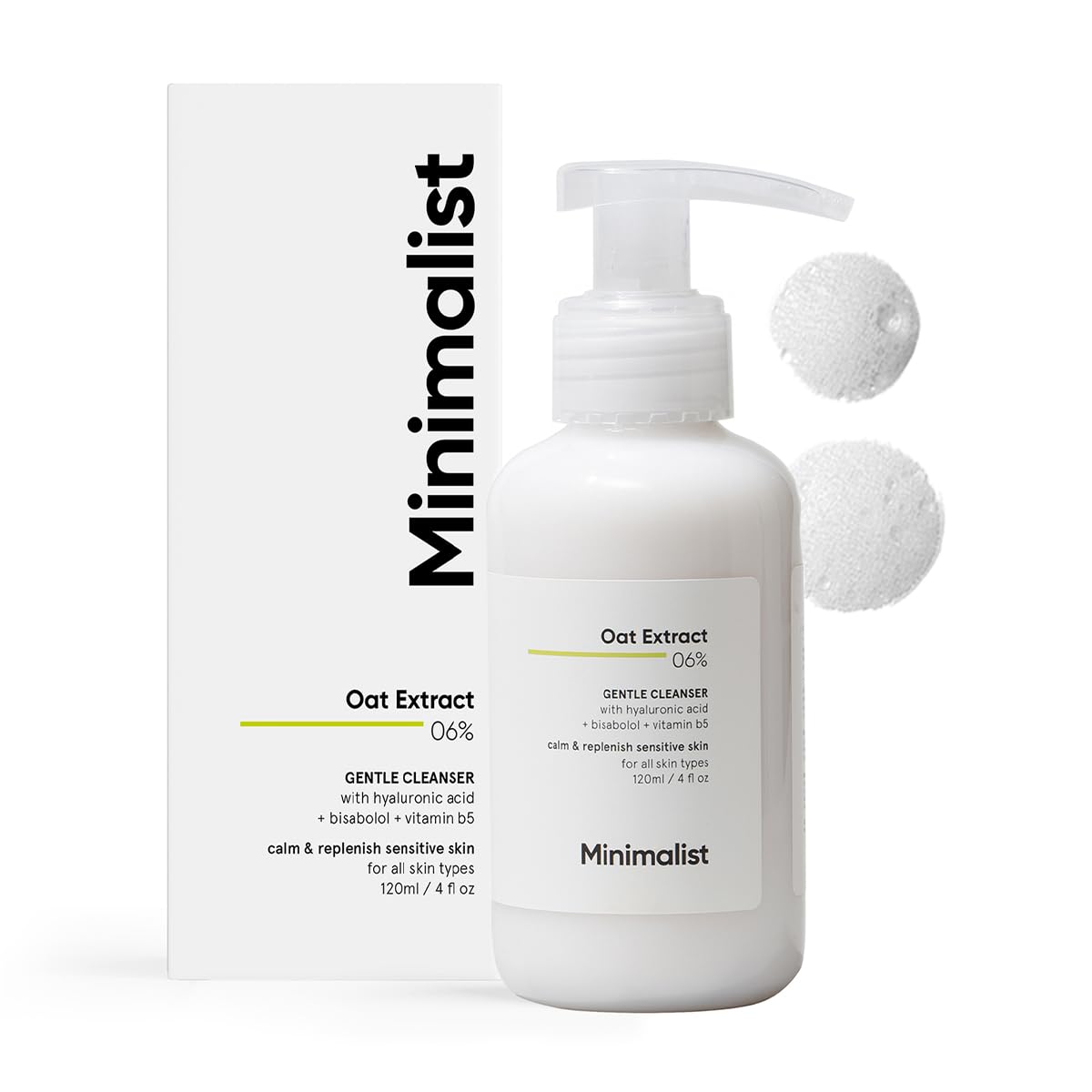 Minimalist Gentle Cleanser with Oat Extract & Hyaluronic Acid | Sensitive Skin Face Wash - 120 ml