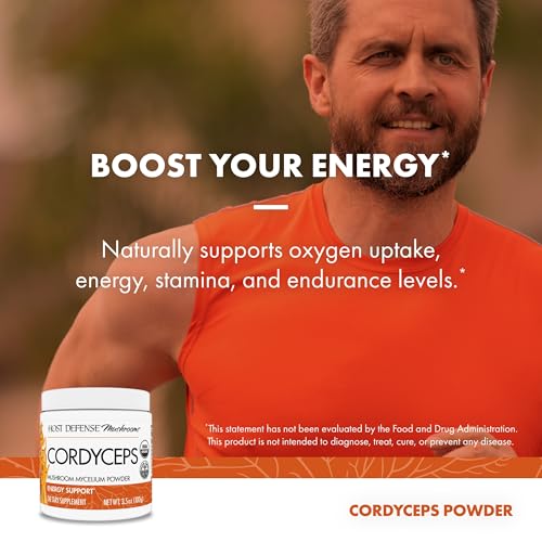 Host Defense Cordyceps Mushroom Mycelium Powder for Energy & Stamina, 100g