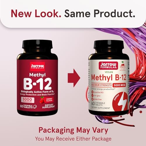 Jarrow Formulas Methyl B-12 Lozenges - 5000 mcg, Cherry Flavor, 60 Count - Energy & Metabolism