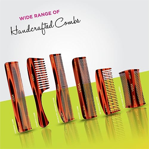 Vega Graduated Dressing Comb - Professional Brown Hair Styling Tool for Precision Detangling