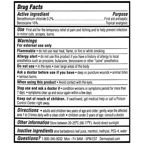 Dermoplast 3-in-1 Medicated First Aid Wipes - Analgesic & Antiseptic Sting-Free Cloths (10 Count)