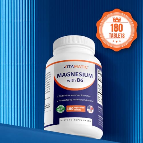 Vitamatic Magnesium Glycinate 500mg - 180 Vegetarian Tablets with B6
