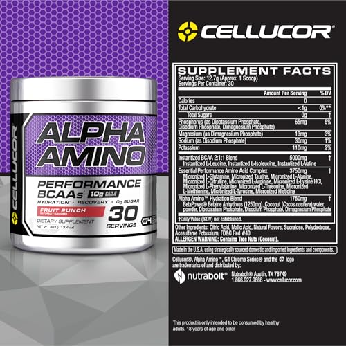 Alpha Amino Performance BCAAs Powder – Fruit Punch – 13.4 oz (381g) – Muscle Support & Recovery