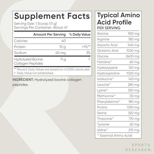 Sports Research Collagen Peptides Unflavored - 454g Powder