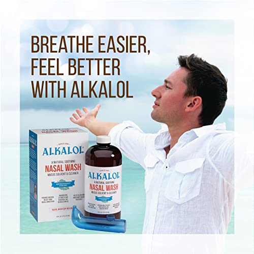 Alkalol Natural Soothing Nasal Wash Kit - Mucus Solvent & Cleaner, 16 oz with Cup
