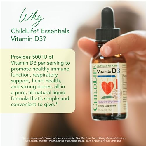 Child Life Vitamin D3 Berry Flavor 1oz Glass Bottle