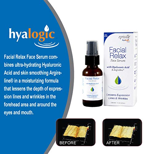 Hyalogic Episilk Facial Relax Anti-Aging Face Serum with Hyaluronic Acid & Argireline - Wrinkle & Fine Line Reduction, 0.47 oz